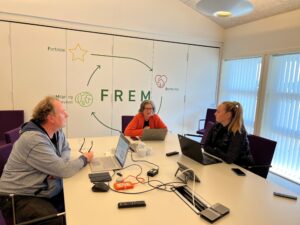Tre HIM-ansatte sitter i møte